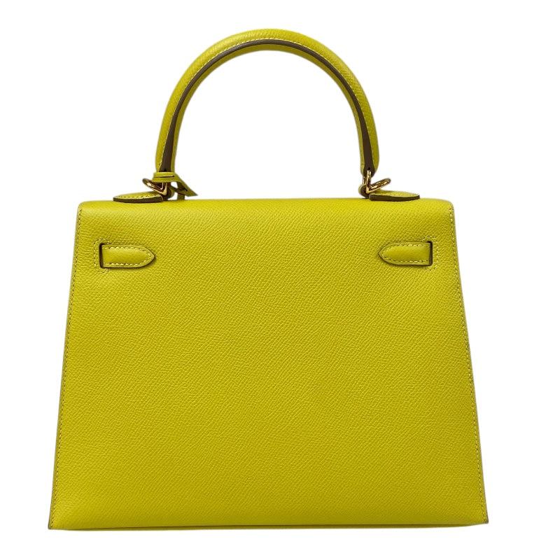 エルメス HERMES ケリー25 外縫い D刻印 ライム シルバー金具 ヴォー