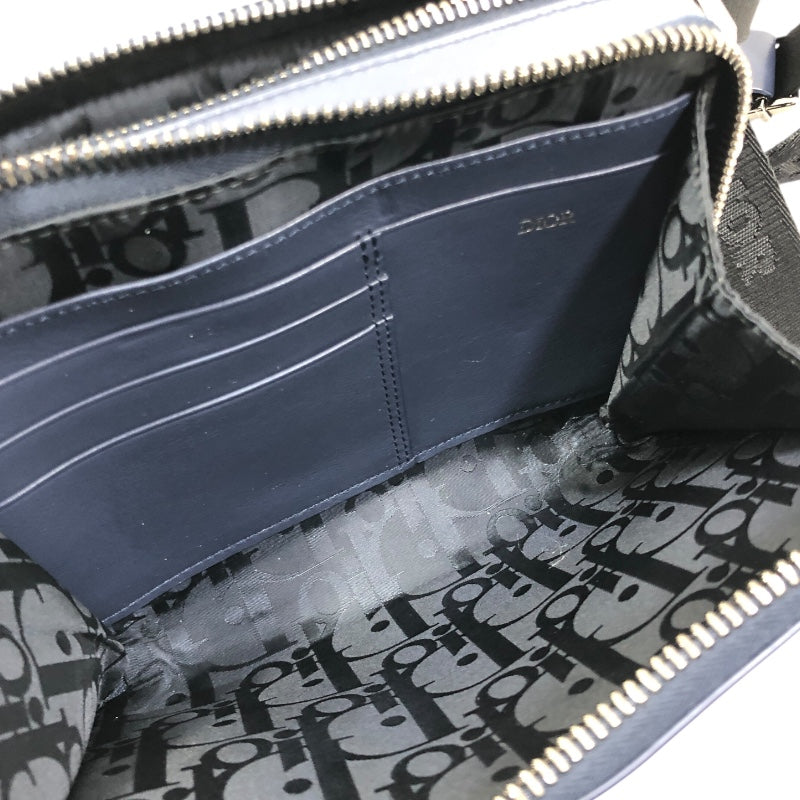 ディオールオム DIOR HOMME ロゴ ショルダーバッグ ネイビー レザー