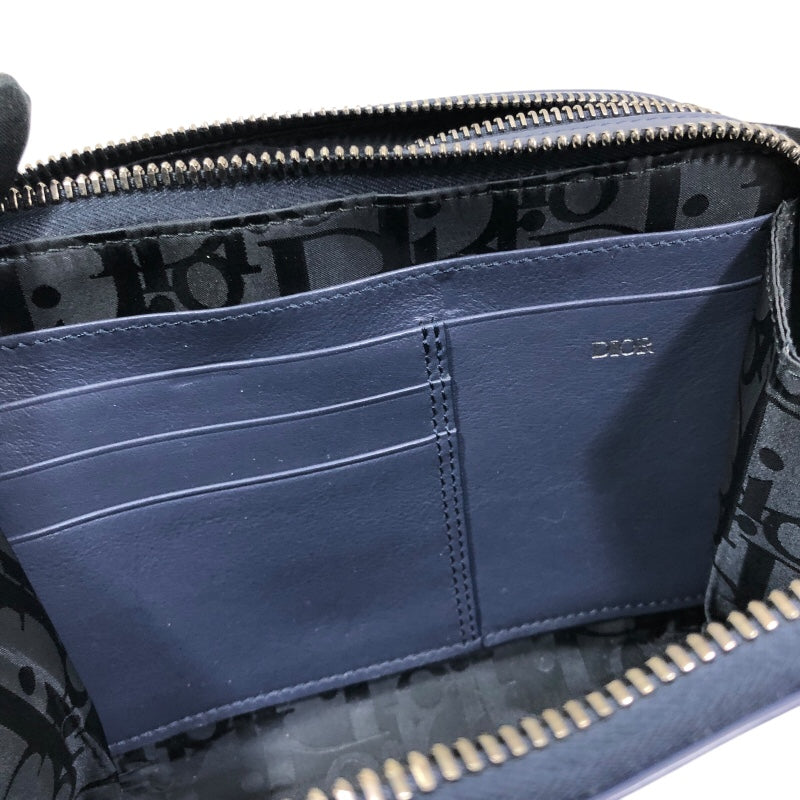 ディオールオム DIOR HOMME ロゴ ショルダーバッグ ネイビー レザー