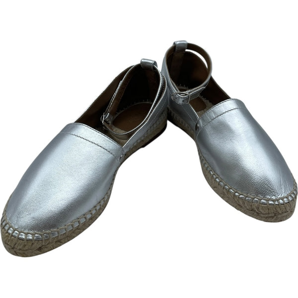 エルメス HERMES エスパドリーユフラットシューズ シルバー レザー