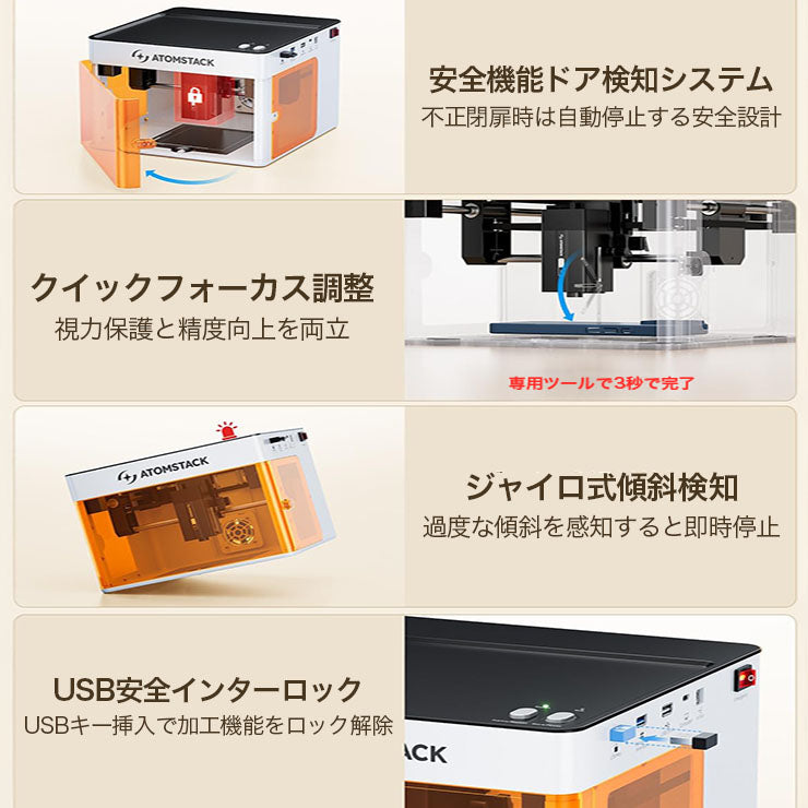 ATOMSTACK P1 5W レーザー彫刻機 カッター機能付き モノコック一体型