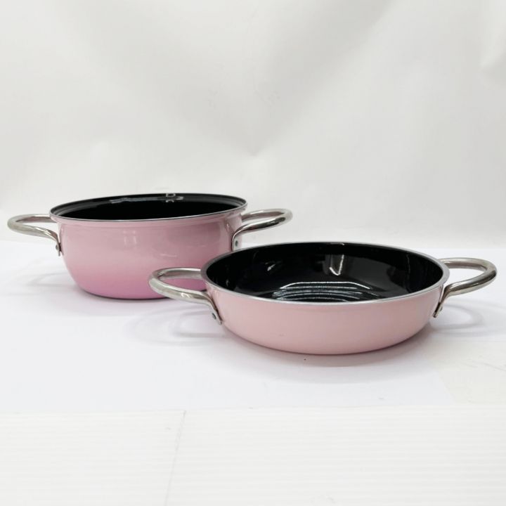 シリット Silit シラルガン ピンクホーロー鍋3点セット 蓋付き