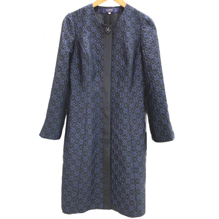 M's GRACY エムズグレイシー コート 花柄 40サイズ TD-811125 ネイビー