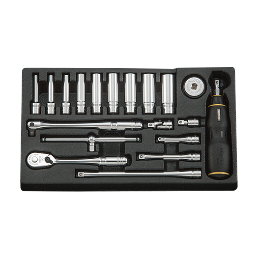 ネプロス 1/4SQ ディープソケットレンチセット[19点]（六角ソケット9コ