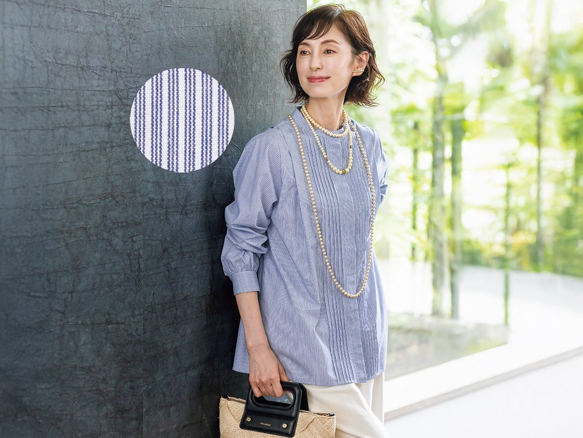 ピンタック比翼バンドカラーシャツ(02_M 20_オフホワイト