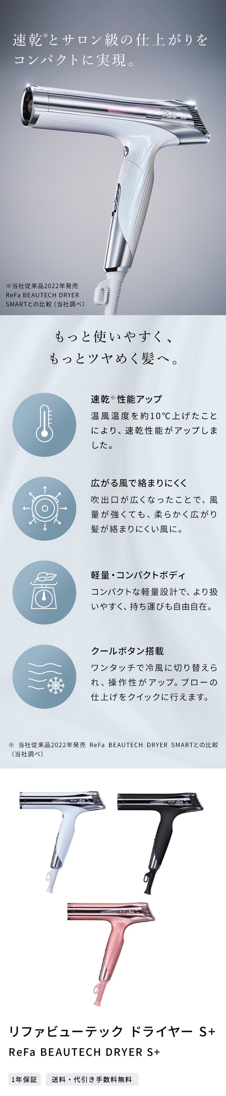 リファビューテック ドライヤー S+（ホワイト）(ホワイト): MTG