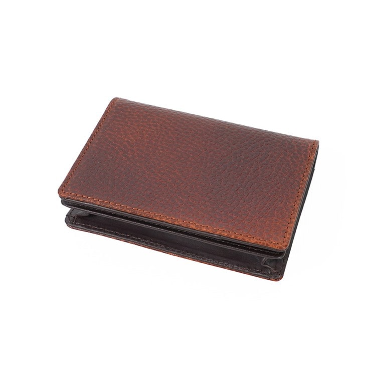 GLEN レザー 名刺入れ ブラウン 名入れ無料]イタリアンレザー カード