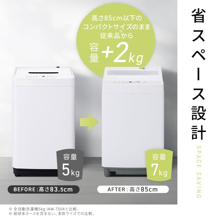 洗濯機 縦型 全自動洗濯機 7kg 7キロ スリム コンパクト 一人暮らし 二