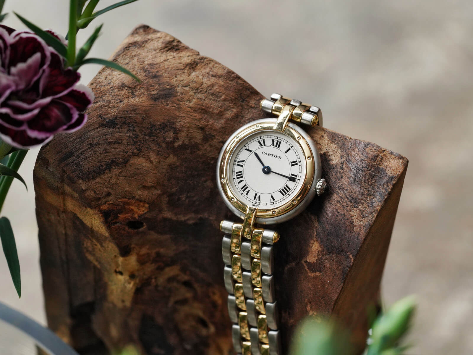 カルティエ/パンテールヴァンドームSM/ホワイトローマンダイヤル/2ロウ