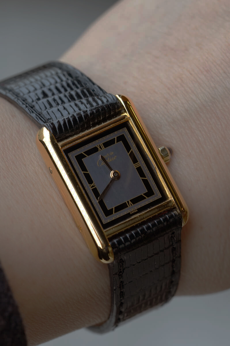 マスト ドゥ カルティエ/マストタンクSM/4点ローマンブラックダイヤル