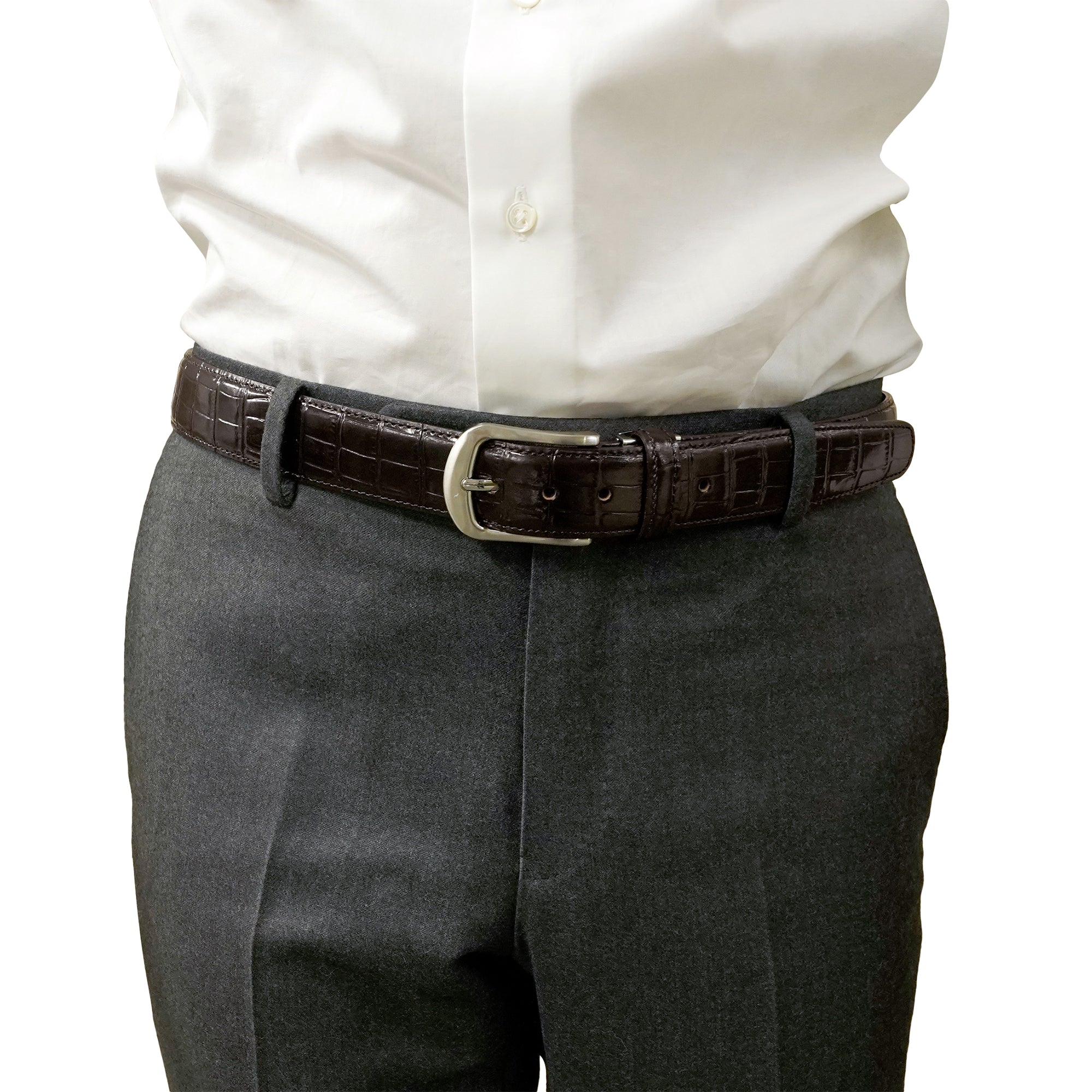 クロコダイル レザー ベルト / ブラウン｜EDWARD'S（エドワーズ）公式