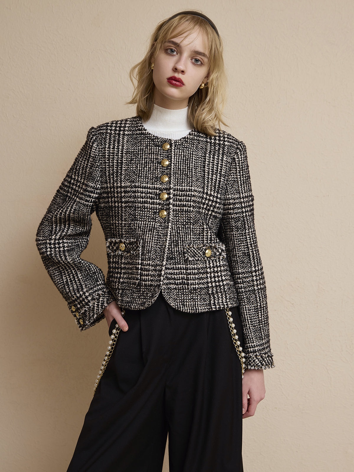 ツイードノーカラージャケット