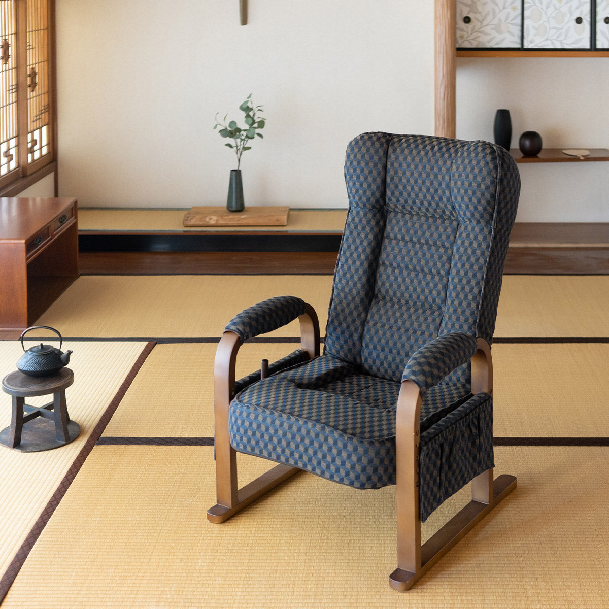 和モダン 高座椅子 ゆるり リクライニング レバー式 ハイバック 座面高