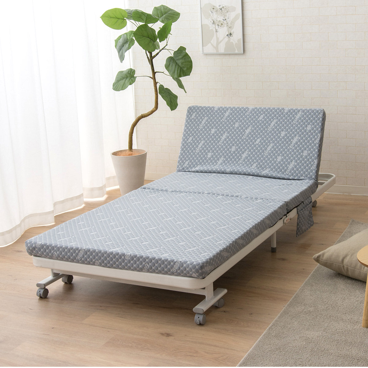 組立不要 折りたたみベッド 「メホール」 セミシングルサイズ | 寝具