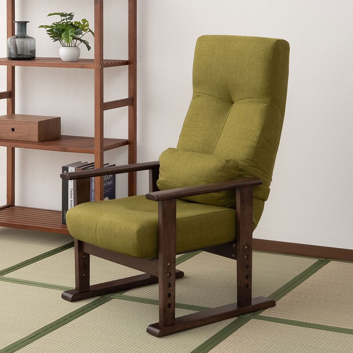 高座椅子 リクライニングチェア きらく レバータイプ 高さ調節可能