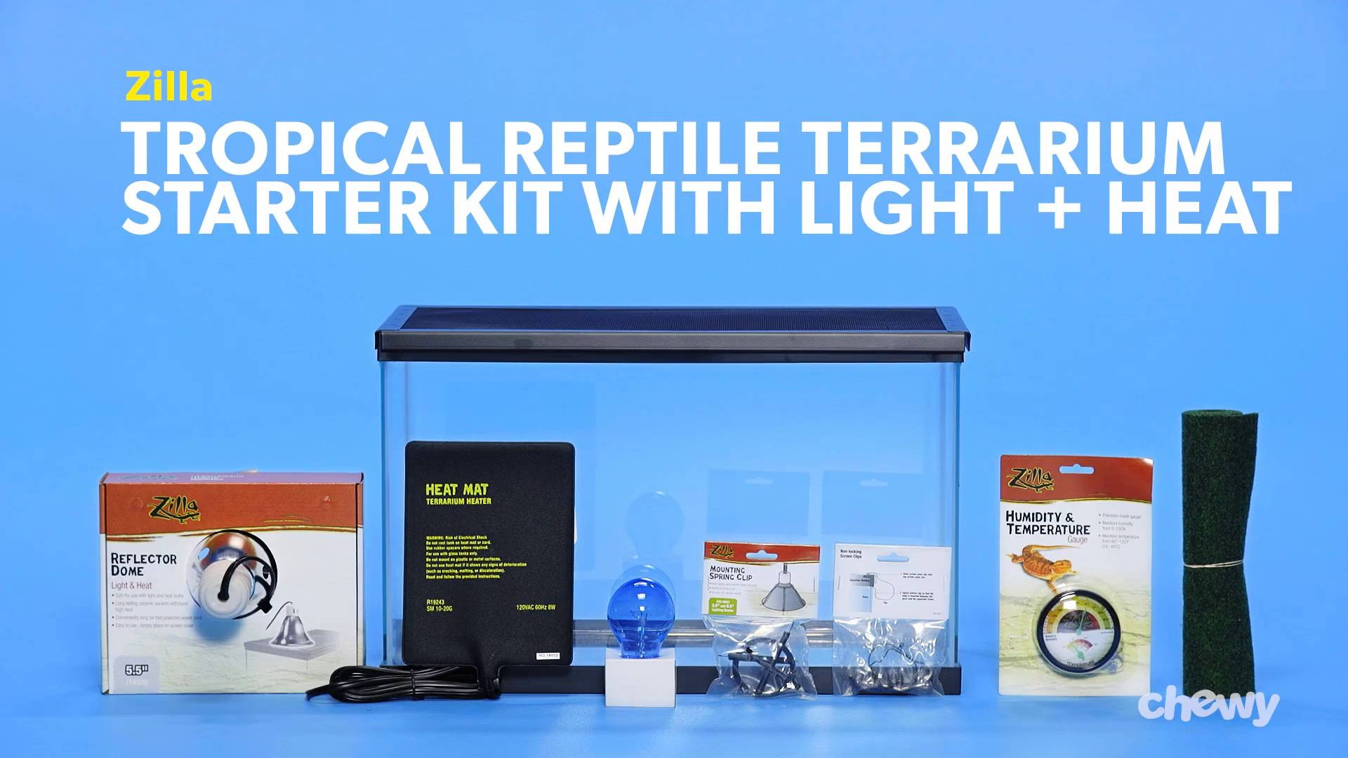 ZILLA Tropical Reptile Terrarium Starter Kit with Light & Heat, 10