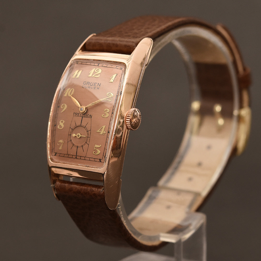 1941 GRUEN Curvex 'Trooper' Gents 14K Rose Gold Watch – empressissi