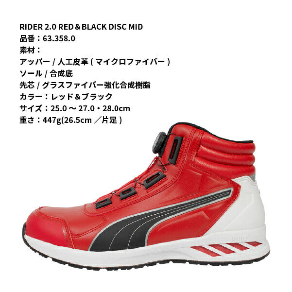 24SS新作] PUMA 安全靴 アスレチック ライダー2.0 ディスク ミッド MID