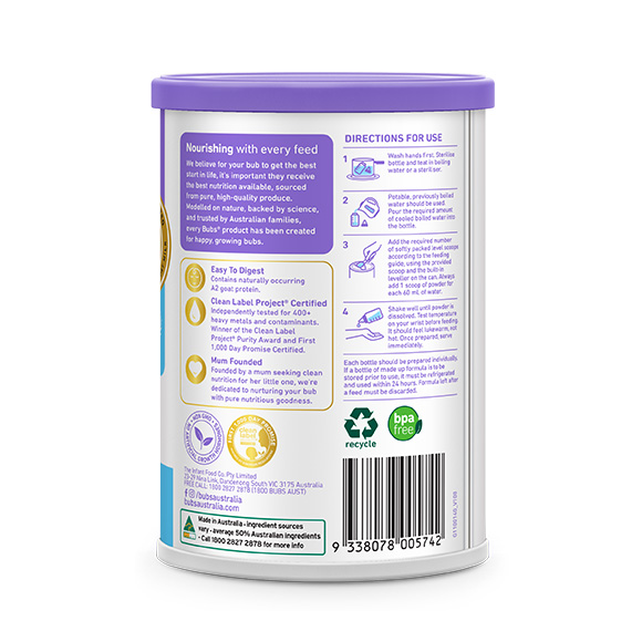 Bubs（バブズ）ヤギ・ゴートミルク ステップ1（0～6カ月）小缶 400g