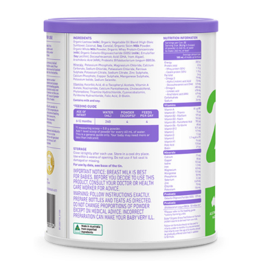 Bubs（バブズ）オーガニック粉ミルク ステップ2（6～12カ月）大缶 800g