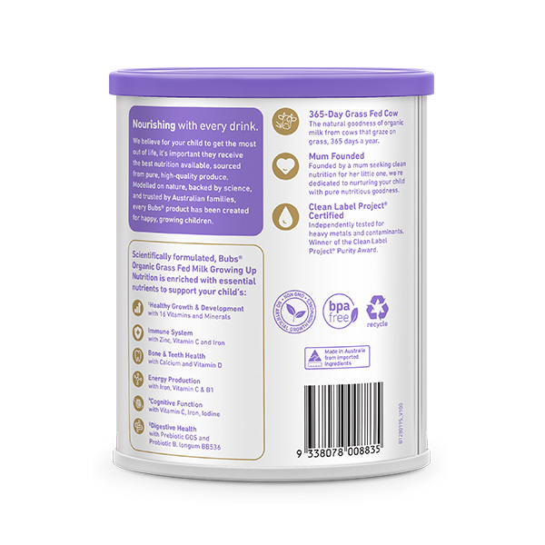 Bubs（バブズ）オーガニック ジュニアサポートミルク（3歳～12歳