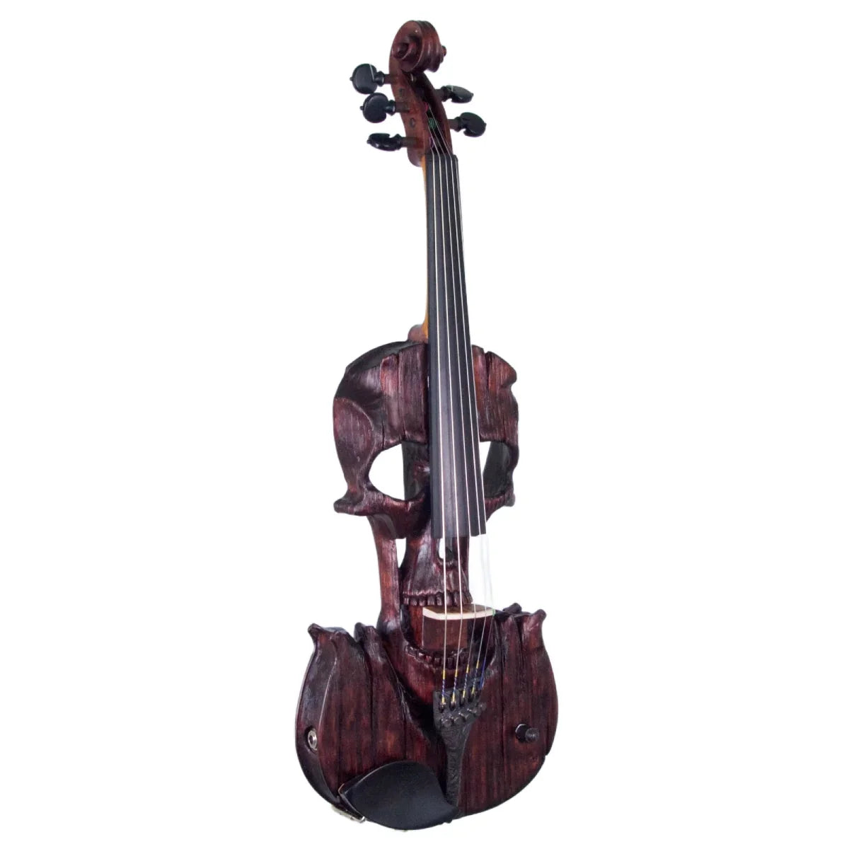 Stratton Skull Semi-Custom Carved 5-string Violin, Deep Mahogany