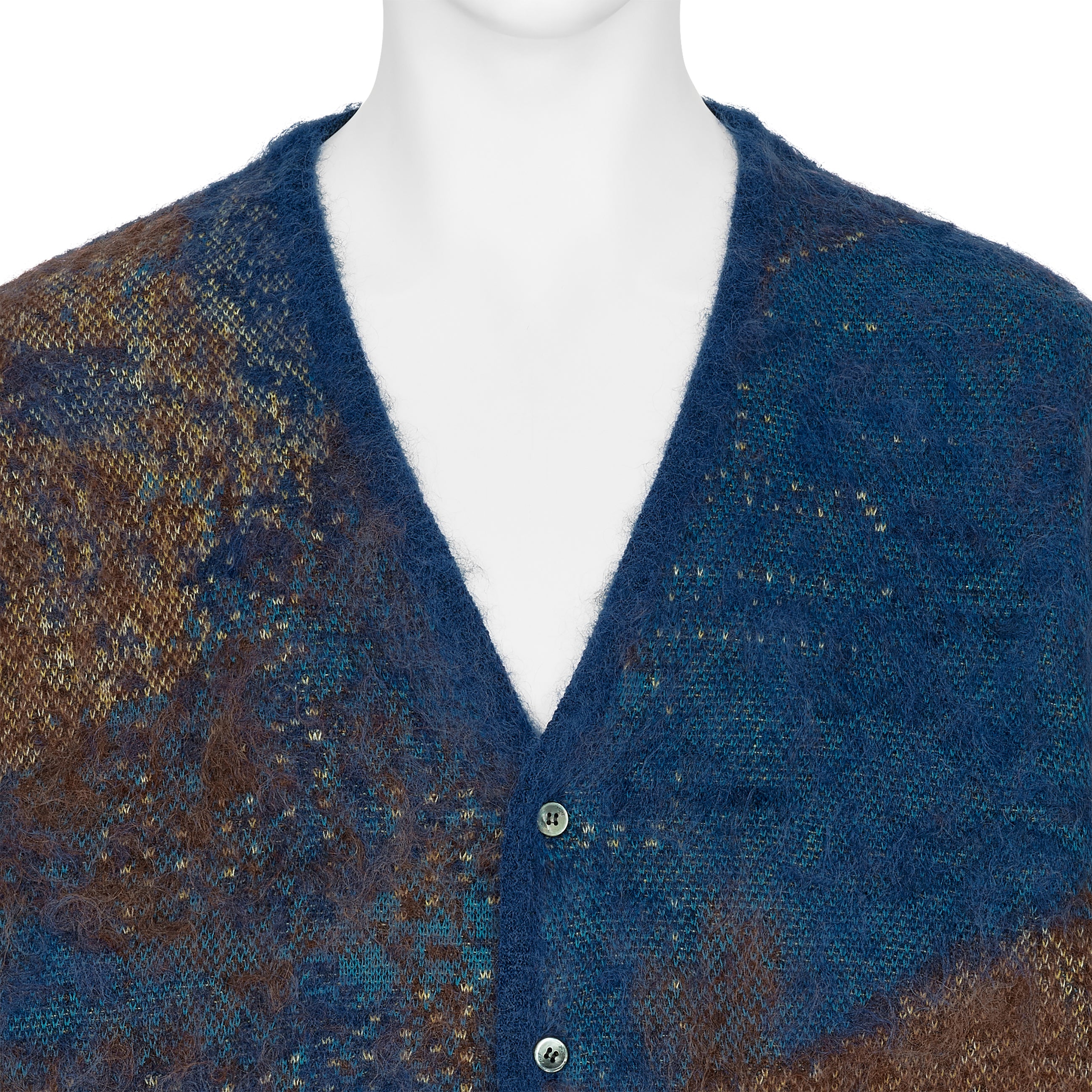 ABSTRACT JACQUARD MOHAIR CARDIGAN BLUE - YOKE(ヨーク) - TOPS
