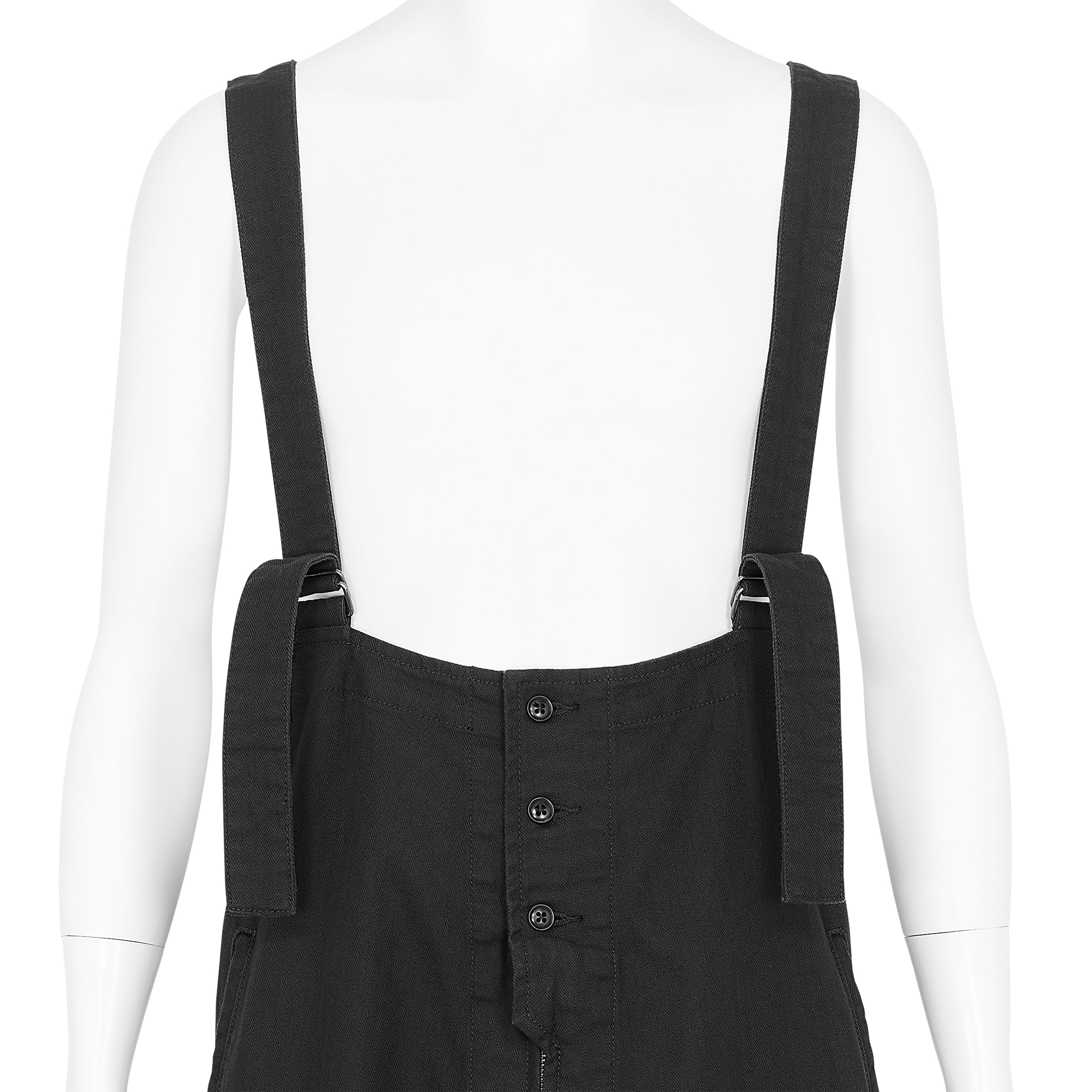 HERRINGBONE WORK OVERALLS BLACK - Yohji Yamamoto POUR HOMME(ヨウジ