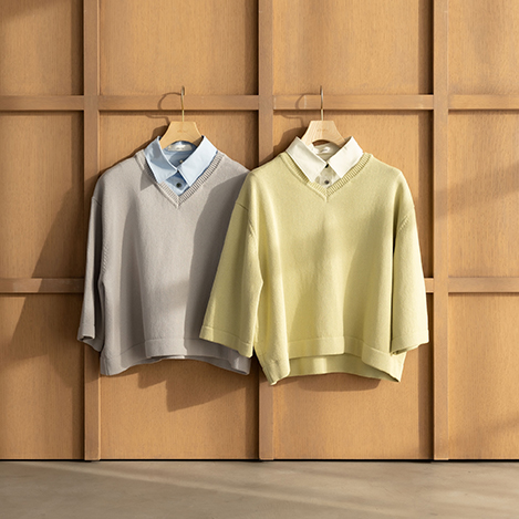 ebure(エブール)｜ブライトヤーンジャカード クルーネックニット