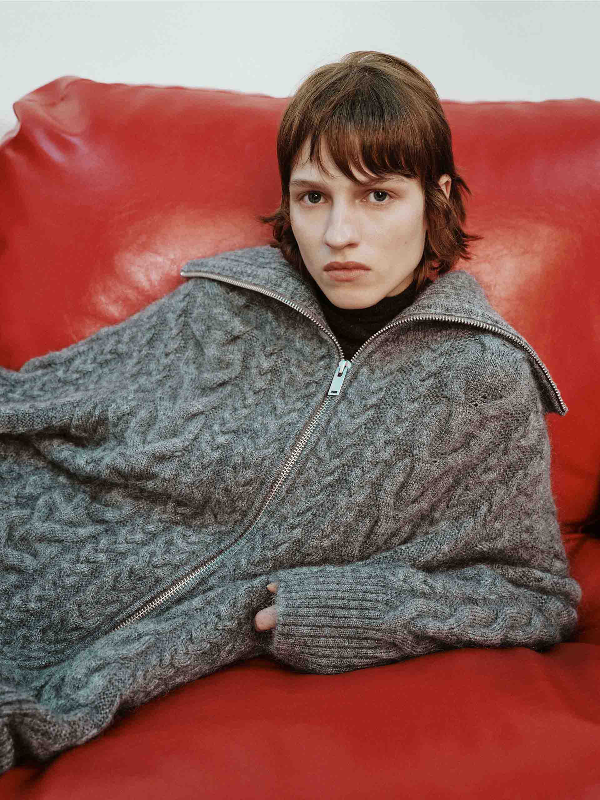 MO&Co. X RECTO Collection Women's Wide Collar Mohair Cable Knit