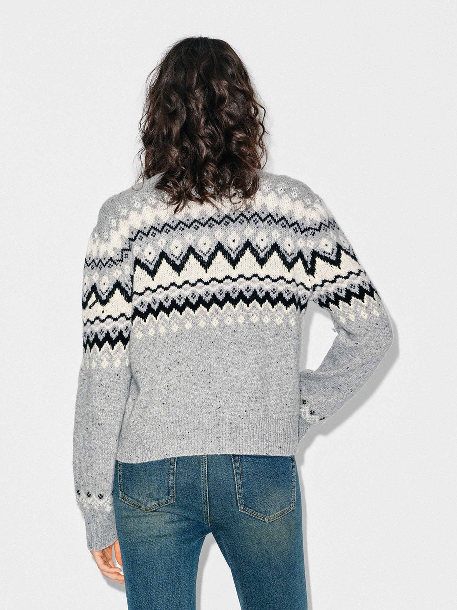 MO&Co. Women's Wool Blend Fair Isle Cardigan