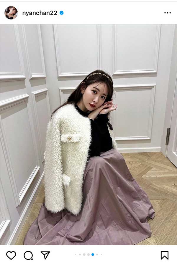 小嶋陽菜、ファーコート着用の王道コーデで