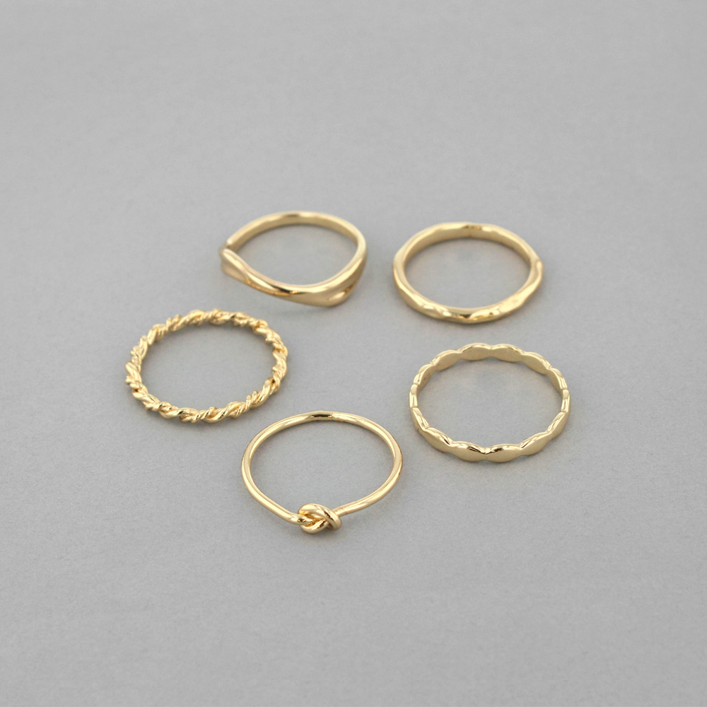 mR-1] ノット＆ウェーブデザインセットリング | ビーズ・パーツなどの