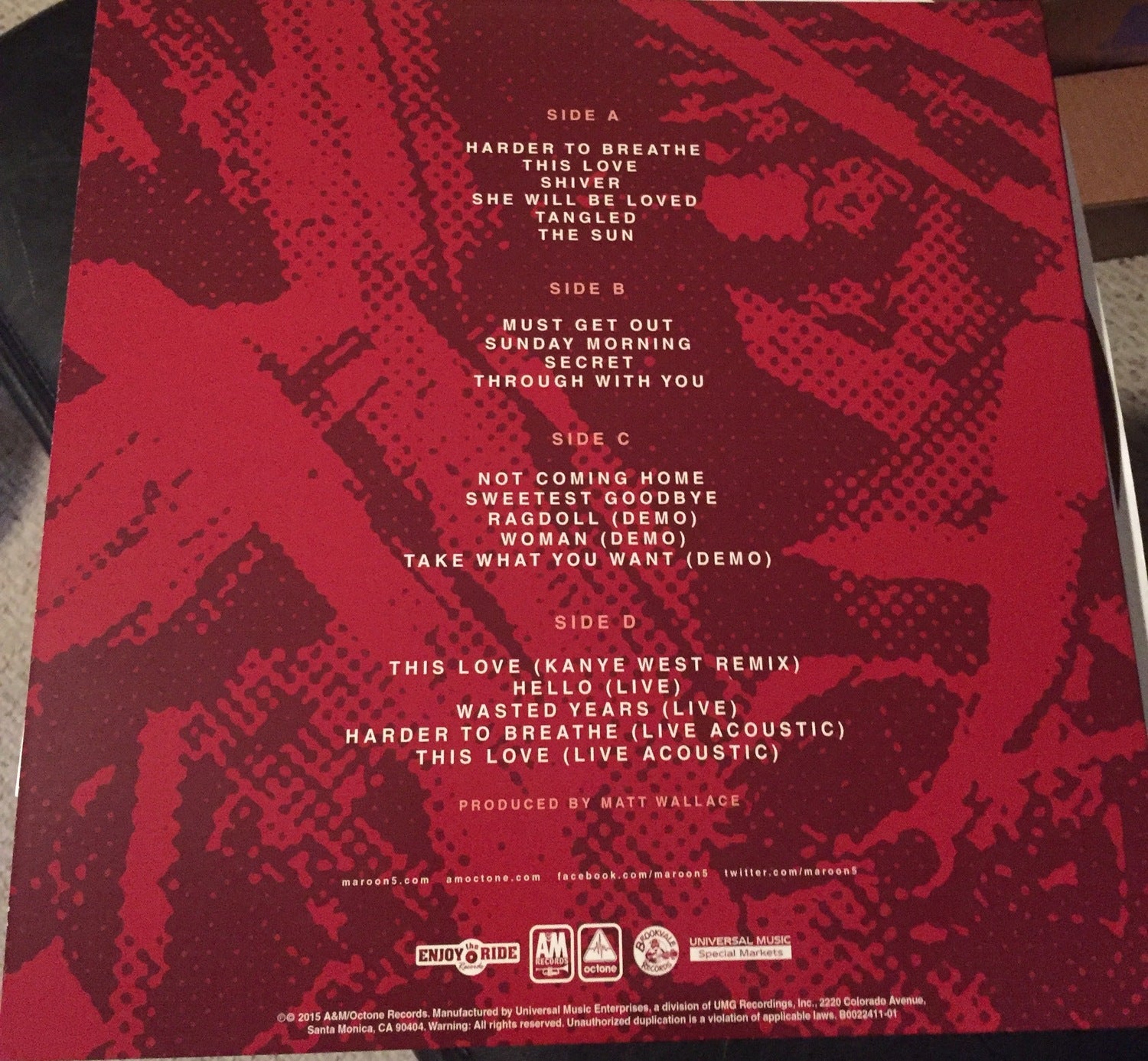 MAROON 5- SONGS ABOUT JANE 2xLP Deluxe (ETR051) | Enjoy The Ride