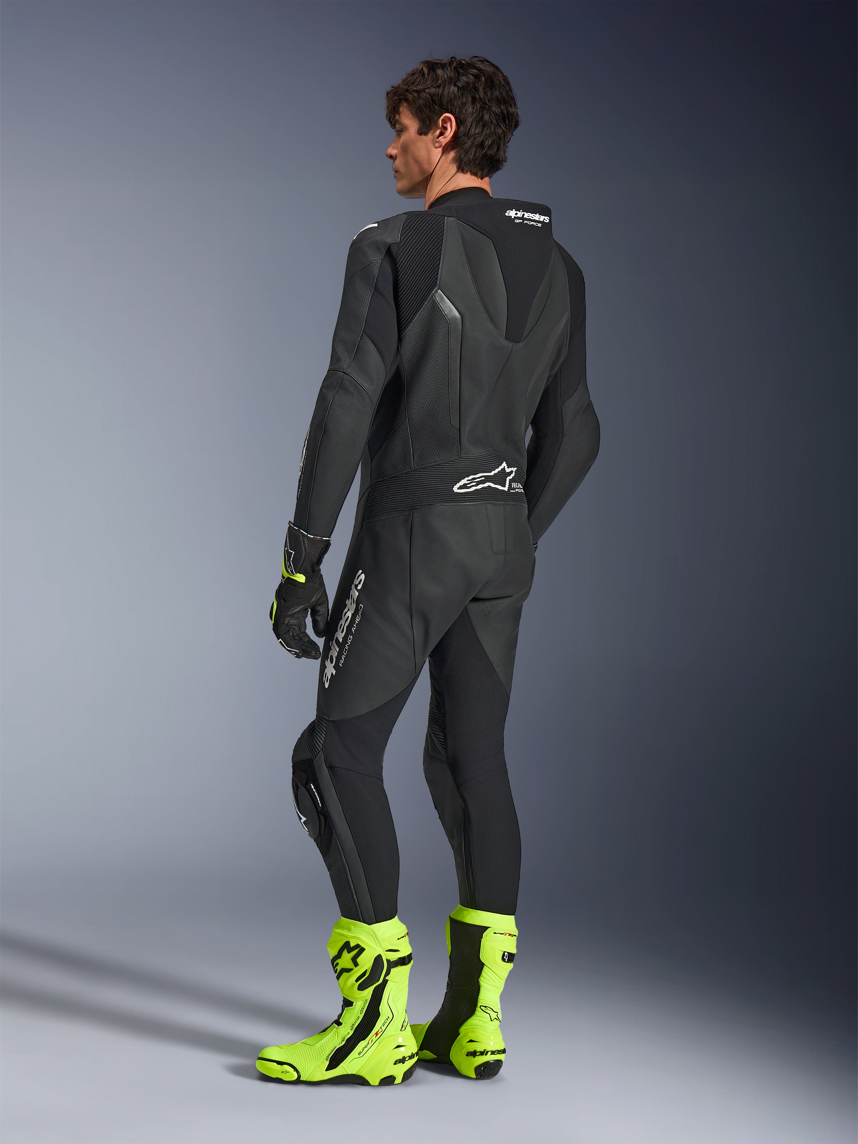 GP Force V2 1-Piece - Black Motorcycle Suit | Alpinestars®