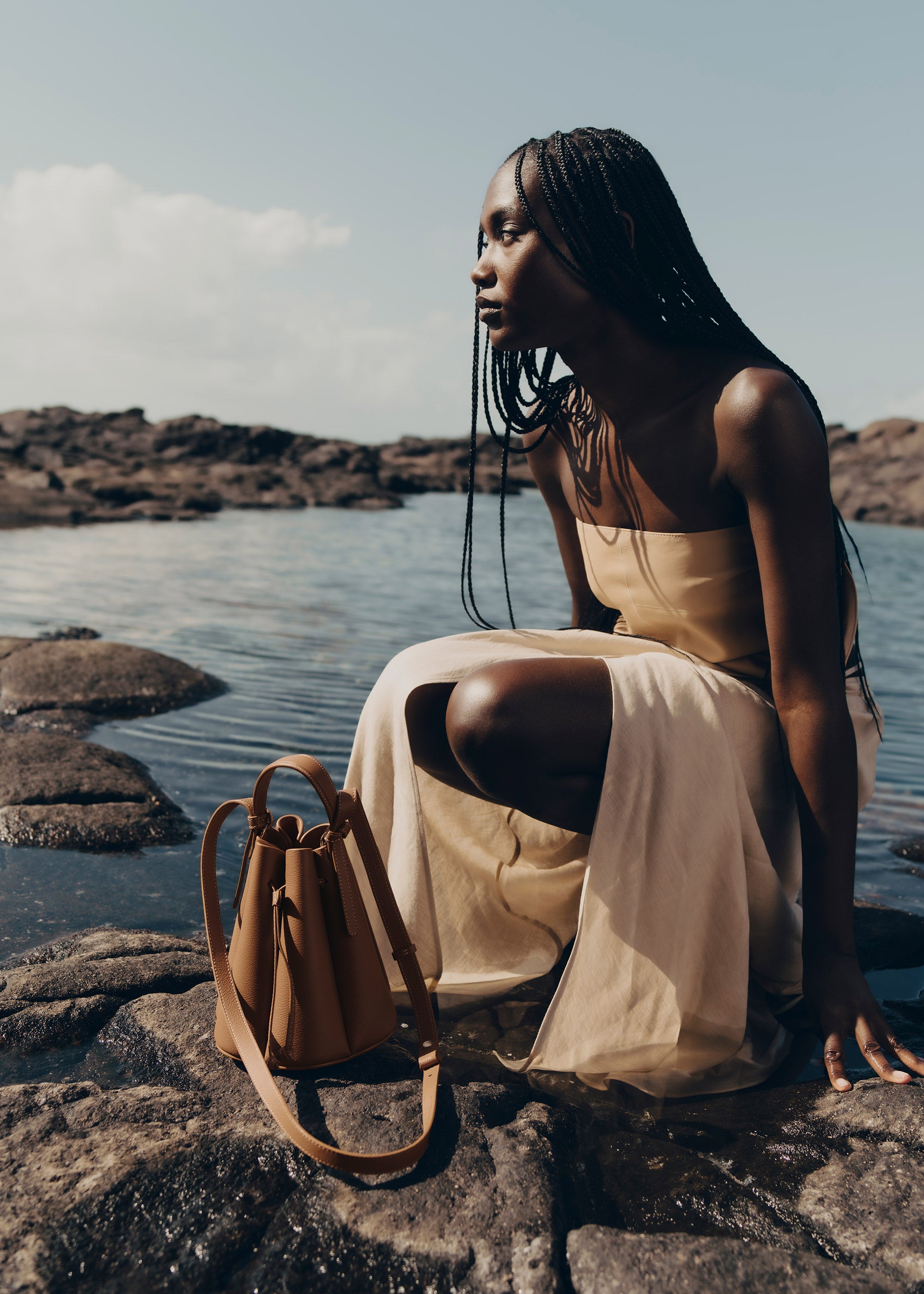 Polène | Bag - Numéro Huit Mini - Textured Camel – Polène EU