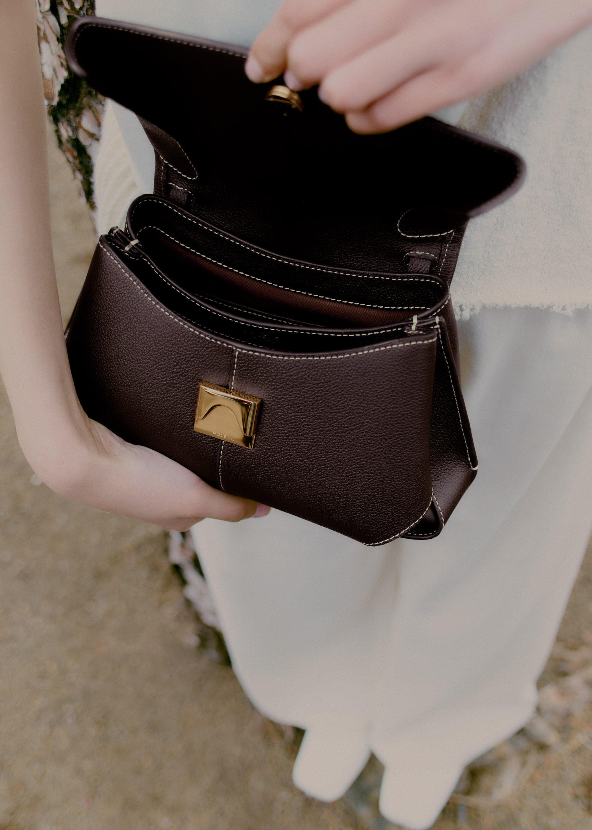 Polène | Bag - Mokki Mini - Textured Ebony – Polène EU