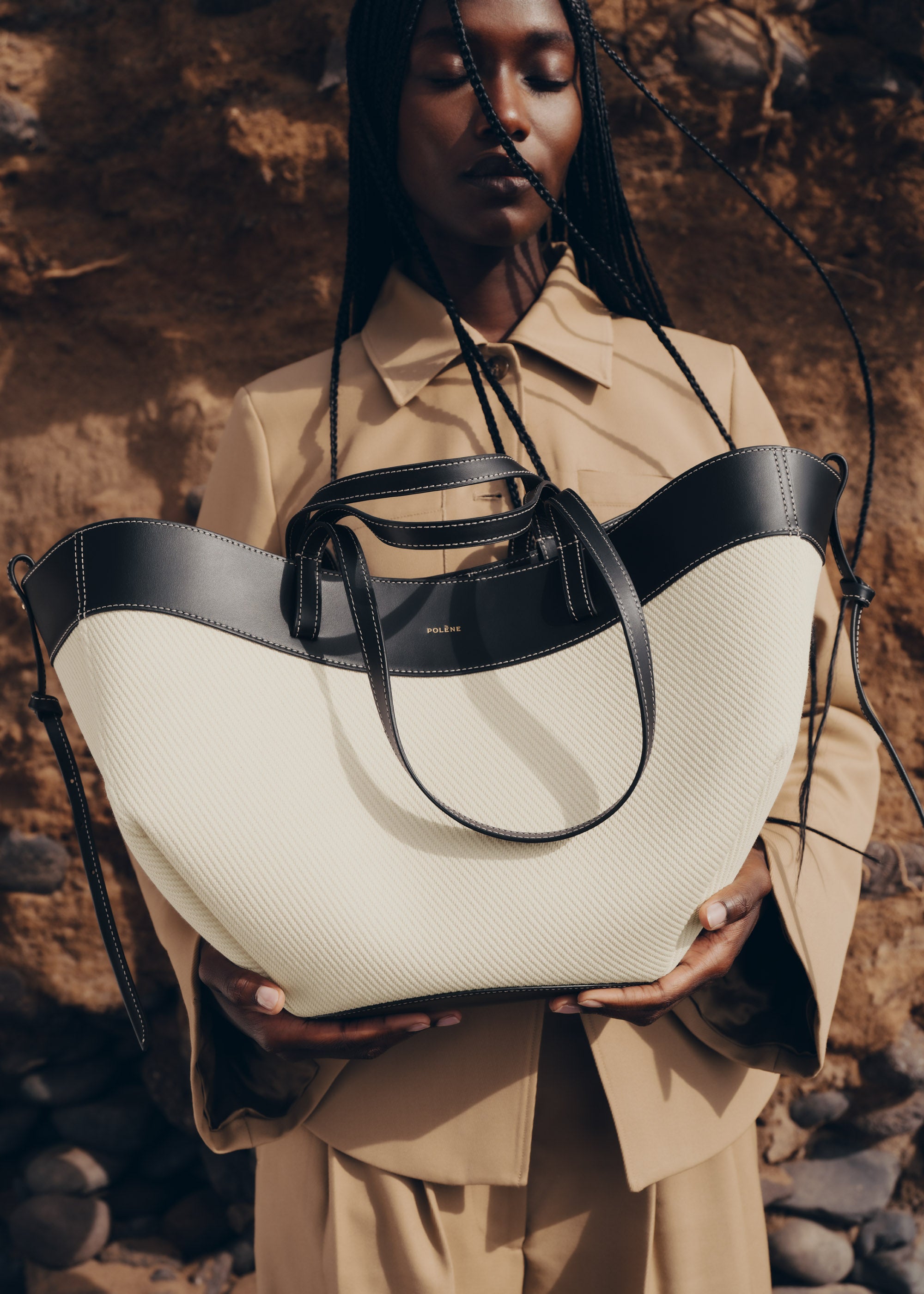 Polène | Bag - Cyme - Black Canvas – Polène EU