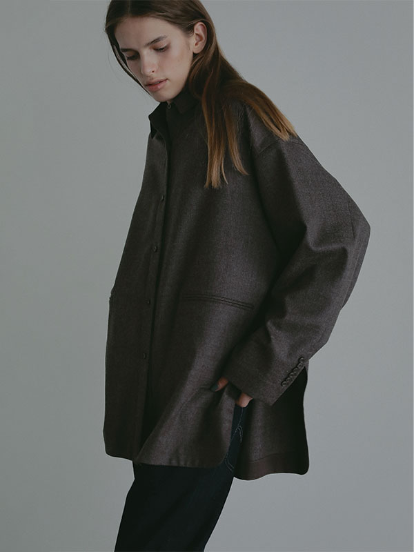 ハイカウントフラノオーバーサイズシャツ(F GREIGE): トップス │ ETRE