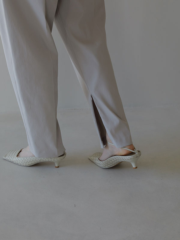 ナローストラップレザーメッシュミュール(36 OFF WHITE): シューズ