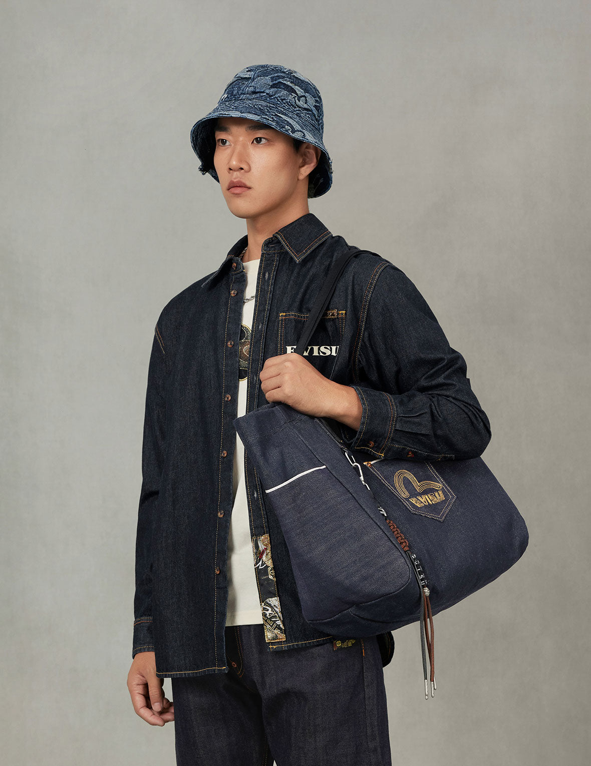 カモメ刺繍デニムトートバッグ – EVISU