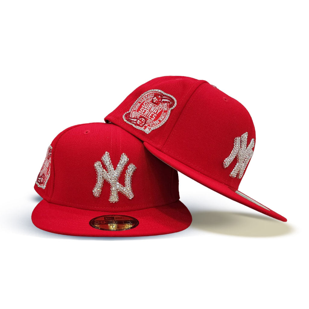 Swarovski Crystal Red NY Yankees Subway Series Patch Fitted Cap