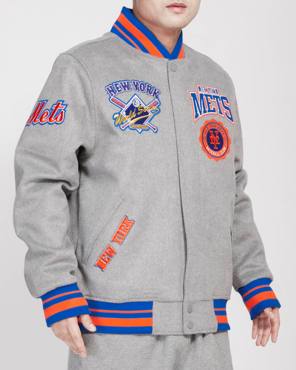 Heather Gray New York Mets Pro Standard Crest Wool Varsity Jacket