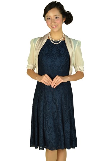 Tadashi Shoji 上質ネイビーティアードドレス (M〜L) をレンタル