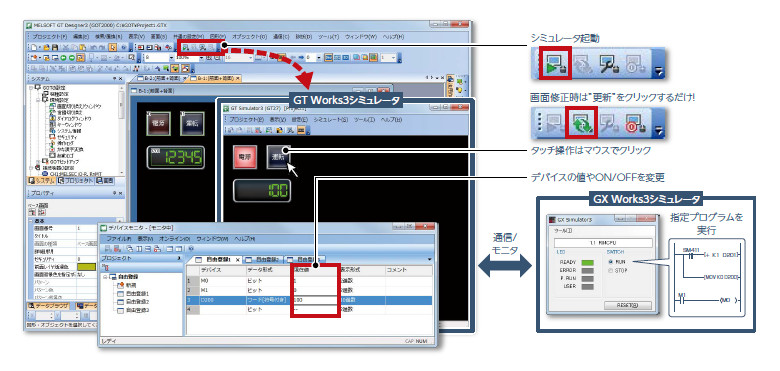 デバッグをサポート! 特長 | MELSOFT GT Works3 | 表示器 MELHMI-GOT
