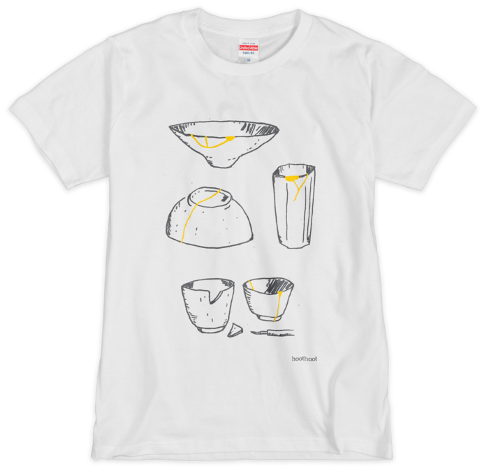 器の景色Tシャツ(2色シルクスクリーン印刷) - 自家焙煎珈琲hoothoot