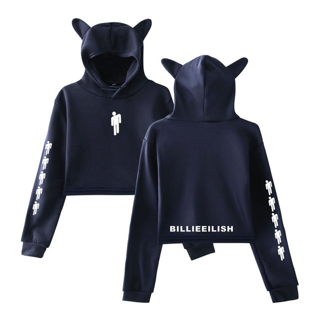 Billie Eilish Hoodie Women Sexy Cat Ear Sweatshirt Fashion Trend