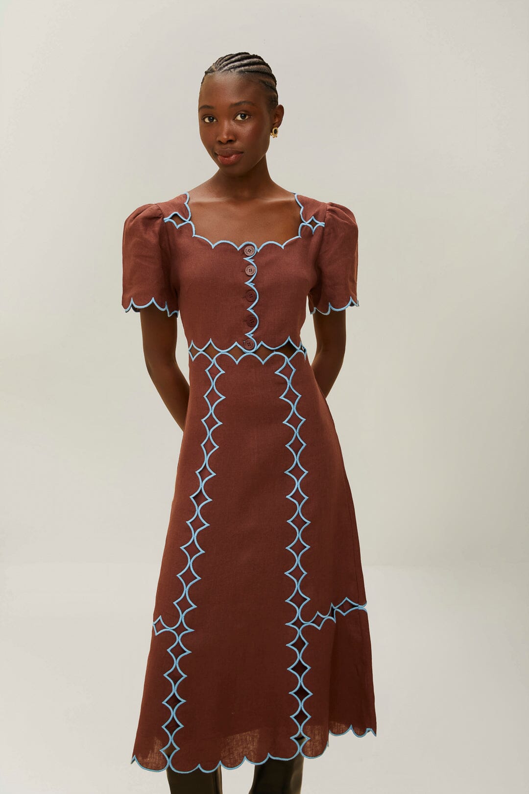 Brown Short Sleeve Euroflax™ Premium Linen Maxi Dress – FARM Rio