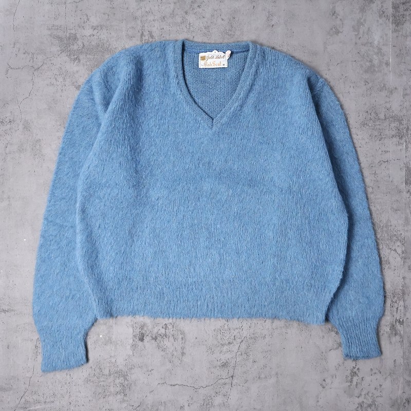 60年代 60s ロブスコット 水色 シャギーニット Vネック │ヴィテージ