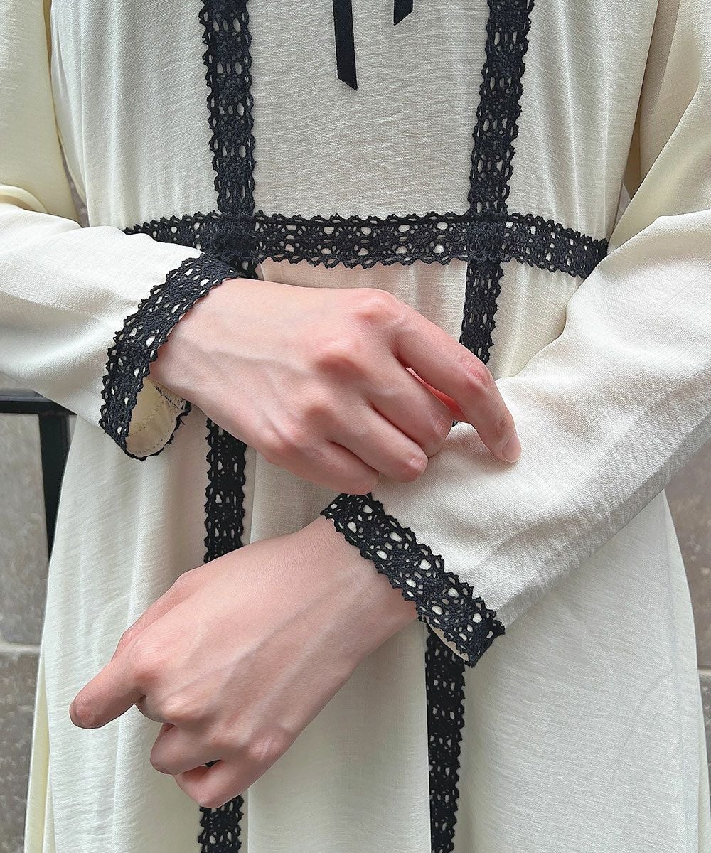 トーションレース使い刺繍衿ワンピース/an another angelus